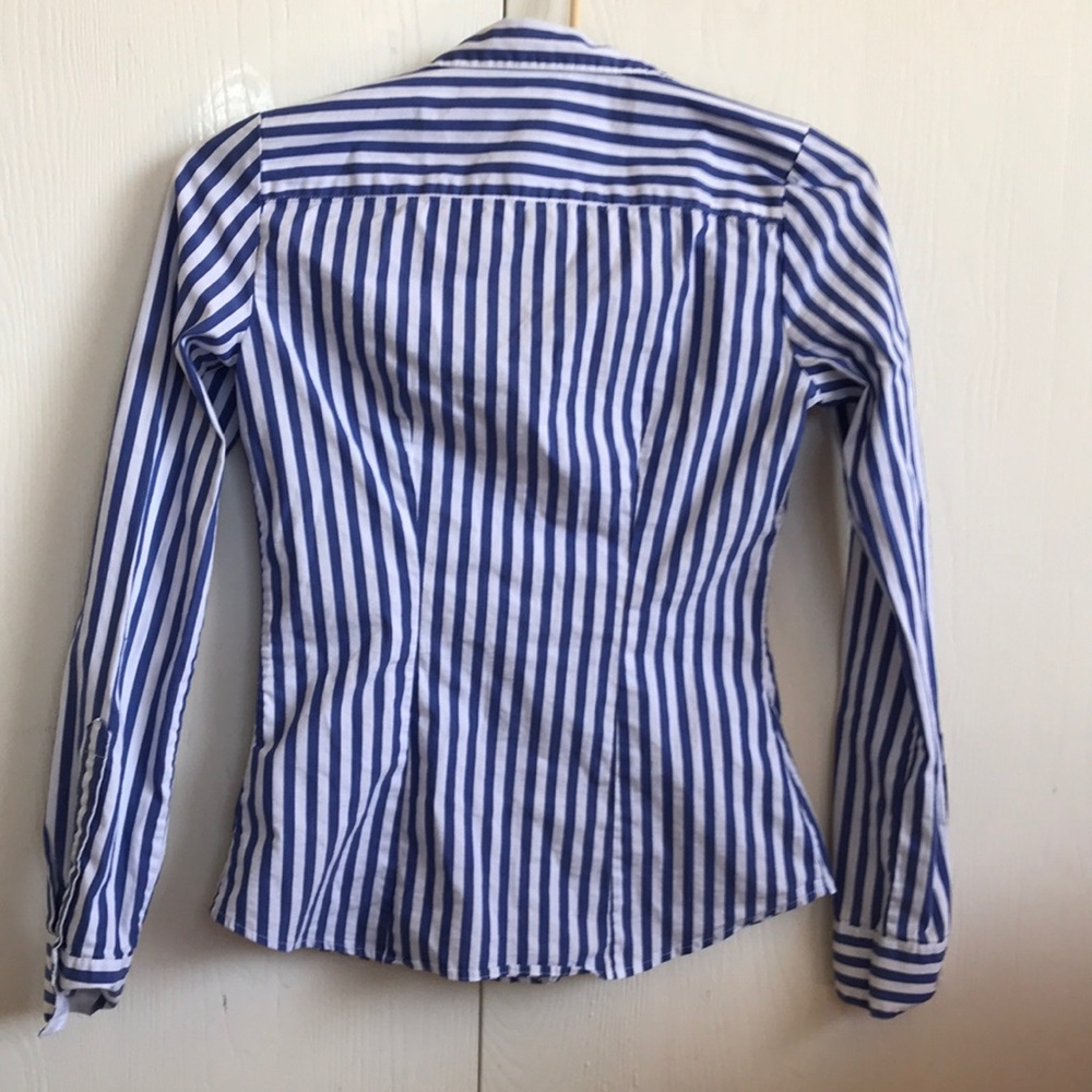 Vertical Striped Button Down Collared Shirt - image 4